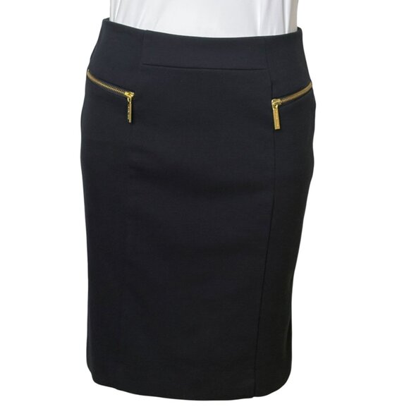 MICHAEL Michael Kors Pencil Skirt, Black w/Gold Exposed Zippers Women's Size 8 - Picture 3 of 10